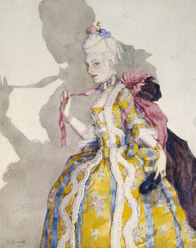 Design per un costume di una marchesa per la ballerina Tamara Karsavina, 1924 da Konstantin Andreevic Somov